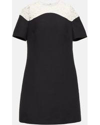 Valentino - Crepe Couture Lace-trimmed Minidress - Lyst
