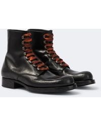 Prada - Leather Lace-Up Boots - Lyst