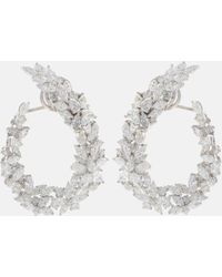 YEPREM - Boucles d'oreilles en or blanc 18 ct et diamants - Lyst