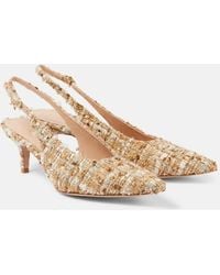 Gianvito Rossi - Pointy Leather And Boucle Slingback Pumps - Lyst