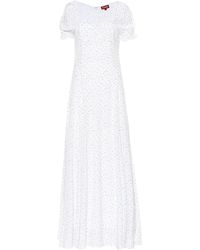 STAUD Pelicano Flocked Crêpe Dress - White