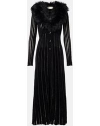 Blumarine - Shearling-Trimmed Striped Cardigan - Lyst