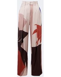 Victoria Beckham - Printed Satin Wide-Leg Pants - Lyst