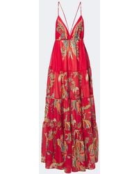 Etro - Printed Tiered Cotton Maxi Dress - Lyst