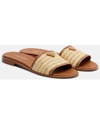 Prada - Sandalen Aus Raffiabast Mit Leder - Lyst