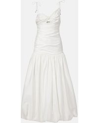Self-Portrait - Gathered Cotton-Blend Maxi Dress - Lyst