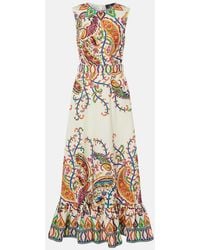 Etro - Belted Printed Cotton Maxi Dress - Lyst