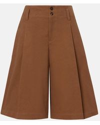 Chloé - Pleated Cotton Canvas Bermuda Shorts - Lyst