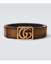 Gucci - Double G Reversible Suede And Leather Belt - Lyst