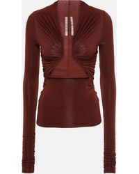 Rick Owens - Cutout Ruched Jersey Top - Lyst