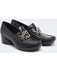 Loewe - Oval Double L Leather Loafer Pumps - Lyst