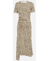 Rabanne - Leopard-Print Jersey Midi Dress - Lyst
