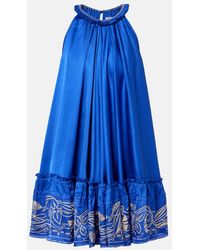Poupette - Cleo Embellished Floral Satin Minidress - Lyst