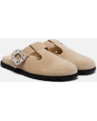 Roger Vivier - Slidy Viv' Embellished Suede Mules - Lyst