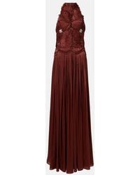 Costarellos - Embellished Ruched Georgette Gown - Lyst