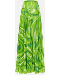 PUCCI - Marmo Pleated Cotton Muslin Maxi Skirt - Lyst