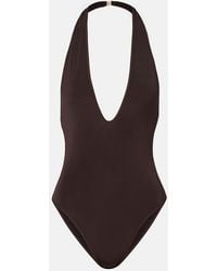 Zimmermann - Luna Halterneck Open-Back Bodysuit - Lyst