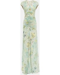 Etro Ruched Floral Maxi Dress - Green