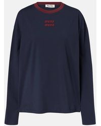 Miu Miu - Logo Cotton Jersey T-Shirt - Lyst