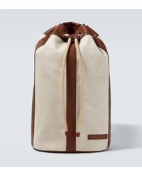 Brunello Cucinelli - Leather-Trimmed Canvas Backpack - Lyst
