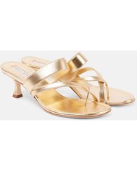Manolo Blahnik - Susa 50 Metallic Leather Mules - Lyst
