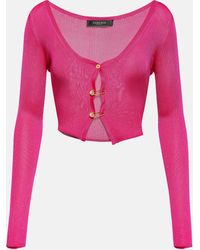 Versace - Safety Pin Cropped Cardigan - Lyst