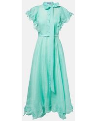 LEO LIN - Elsie Tie-Neck Linen And Silk Maxi Dress - Lyst