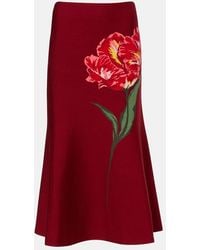 Carolina Herrera - Floral Jacquard Cotton And Wool Midi Skirt - Lyst