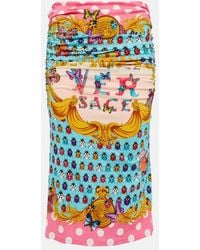 Versace - Printed Draped Midi Skirt - Lyst