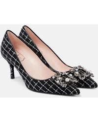 Roger Vivier - Flower Strass 65 Leather-Trimmed Boucle Pumps - Lyst