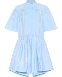 Stella McCartney Embroidered Cotton Playsuit - Blue