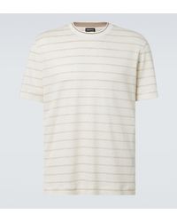 ZEGNA - Striped Linen-Blend T-Shirt - Lyst