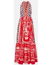 CAMILLA - Halterneck Cotton Poplin Maxi Dress - Lyst
