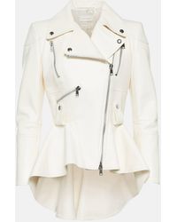 Alexander McQueen - Flared-hem Zipped-sleeve Leather Jacket - Lyst