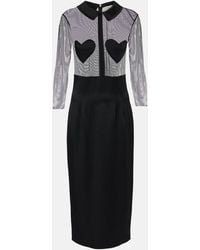Blumarine - Mesh And Satin Midi Dress - Lyst