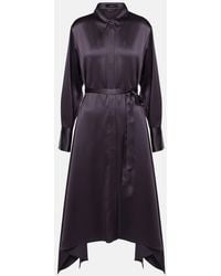 JOSEPH - Cyprien Belted Silk Satin Shirt Dress - Lyst