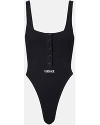 Versace - Body Acanalado En Mezcla De Algodon Con Logo - Lyst
