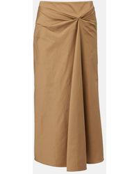 Max Mara - Paggi Cotton-Blend Satin Midi Skirt - Lyst