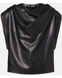 Balmain - Draped Faux Leather Top - Lyst