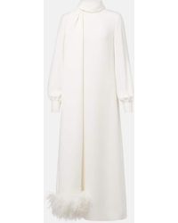 Valentino - Robe Aus Cady Couture Mit Federn - Lyst