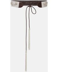 Dries Van Noten - Embellished Leather-Trimmed Cotton Belt - Lyst