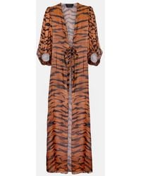Adriana Degreas - X Sabine Getty Printed Silk Kaftan - Lyst