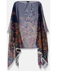 Etro - Poncho Aus Crepe De Chine Aus Seide - Lyst