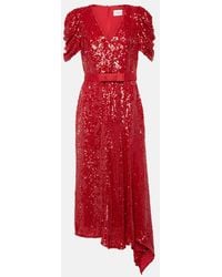 Erdem - Asymmetric Sequined Midi Dress - Lyst