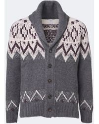 Eleventy - Cashmere And Silk Jacquard Cardigan - Lyst