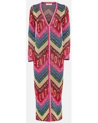 Valentino - Logo Knitted Jacquard Midi Dress - Lyst