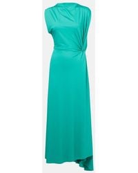 Victoria Beckham - Asymmetric Gathered Jersey Midi Dress - Lyst