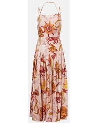 FARM Rio - Nautical Wonder Linen-Blend Midi Dress - Lyst