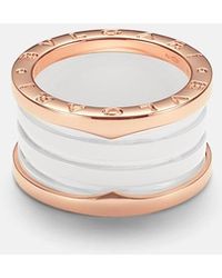 BVLGARI - B.Zero1 18Kt Rose And Ceramic Ring - Lyst