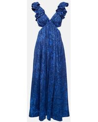 Zimmermann - Ruffled Paisley Silk Midi Dress - Lyst